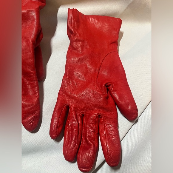 Vintage 100% Cashmere Red Gloves - Picture 7 of 11